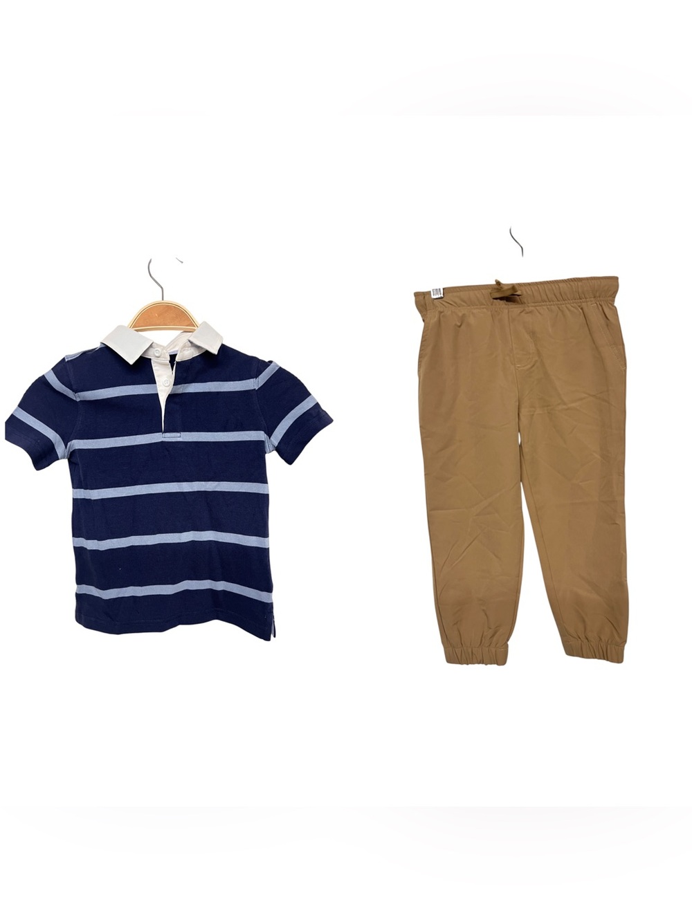 New Tommy Bahama 2 Piece Striped Polo Shirt And Khaki Jogger Pants
